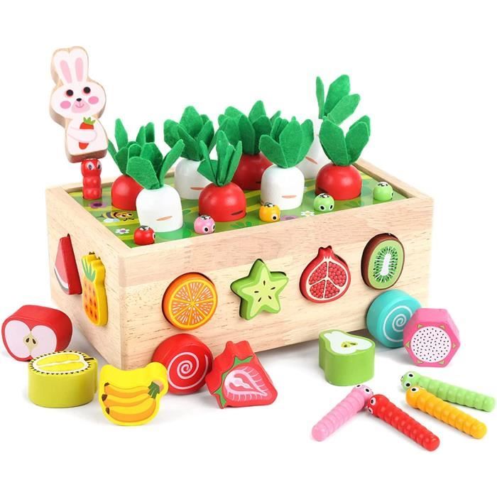 Jeu éducatif en bois - Montessori - Jeu de pêche magnétique - Développe la motricité fine - Pour enfants 2-4 ans