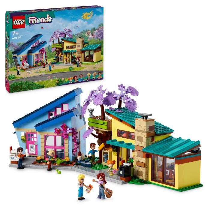 LEGO® 42620 Friends Les Maisons Familiales d’Olly et de Paisley Jouet de Poupée avec Figurines et Accessoires