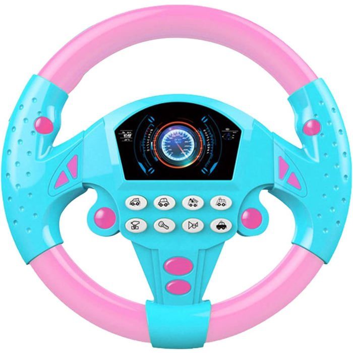 Jouet de volant pour enfants volant de simulation électrique avec sons lumineux (rose bleu)