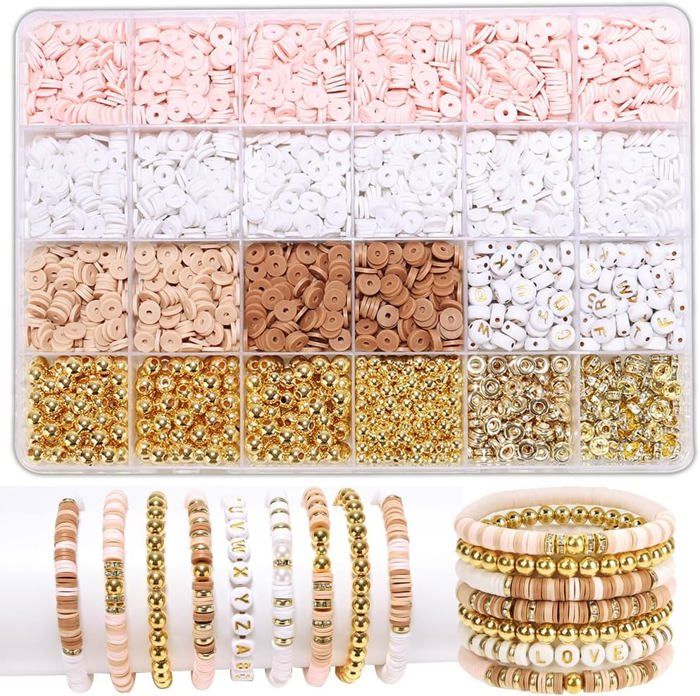 Kit de fabrication de bracelets damitié perles dorées perles dargile kit de fabrication de bijoux et de bracelets pour adolesc