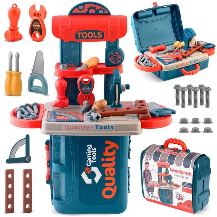 Atelier de bricolage pour enfants - JANSHOP - 3 en 1 - 42x205x53 cm - Scie circulaire - Accessoires inclus