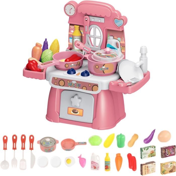 Cuisine Enfant 24 Accessoires Jouet Dînette Lumières et Sons Réalistes Jouet Cadeaux pour Garçons et Filles pour lâge 3 Ans Plus