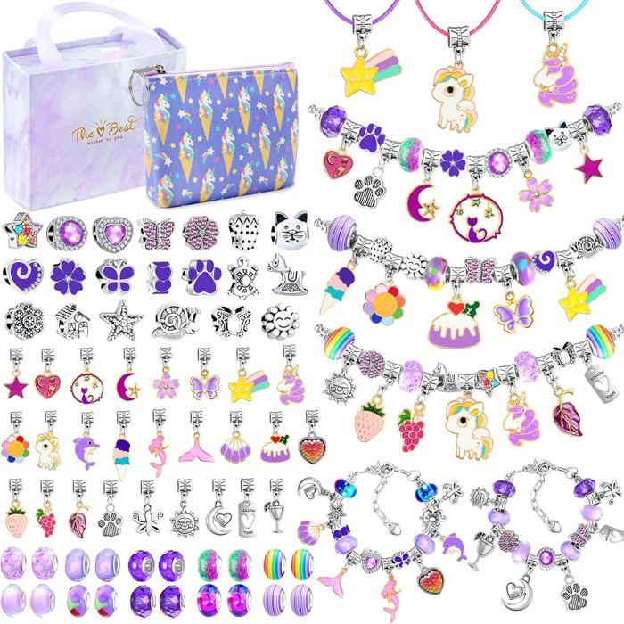 Cadeau Fille 5-13 Ans Bijoux Enfant Fabrication Bracelet Charms Bracelet Kit Jouet Fille 5 6 7 8 9 10 11 12 13 Ans Cadeau de Noël