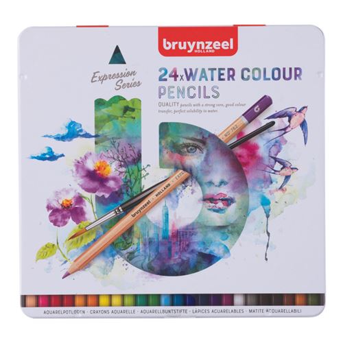 24 crayons de couleur - Aquarelle - Boîte métal - Assortiment couleur - Bruynzeel