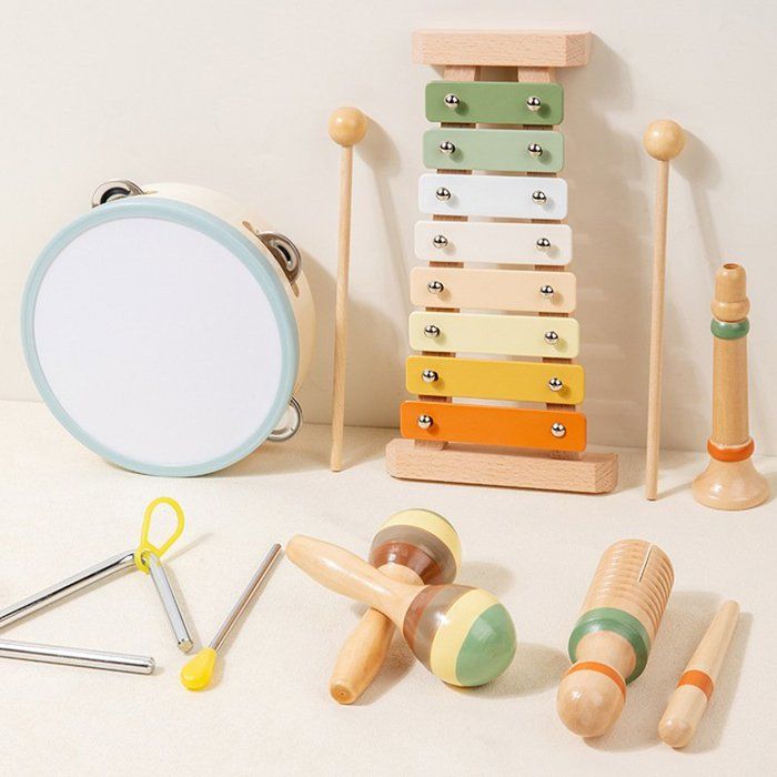 Instrument de Musique pour Enfant Jouet en Bois Éveil Musicaux Montessori Prise sûre Sons clairs Cadeau pour Enfant 1-9 Ans