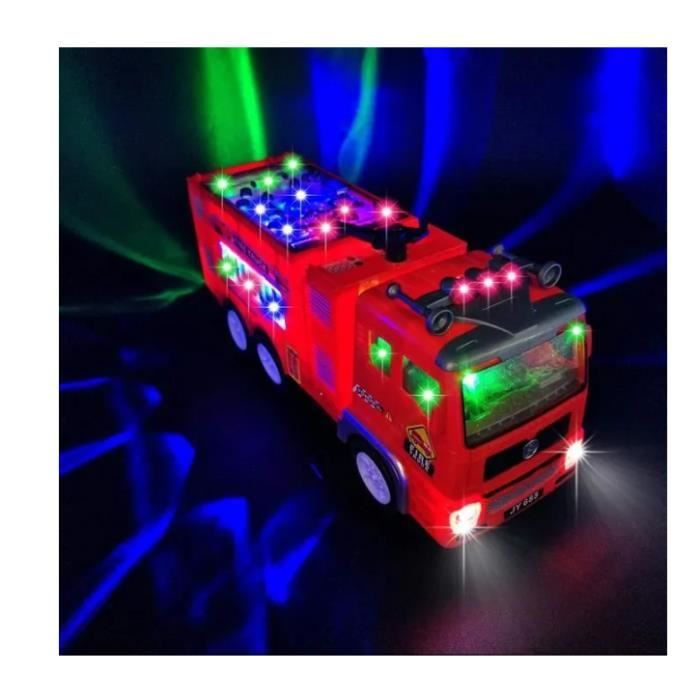 Jouet de voiture - Camion de pompier - Effets lumineux 4D - Pour garçons de 3 à 9 ans - Piles fournies