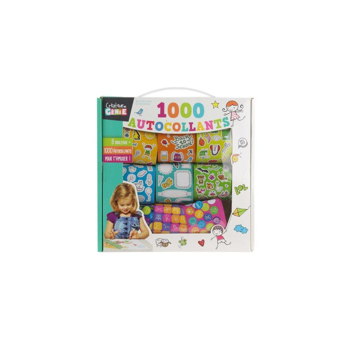 Autocollants - Créateur de génie - Boite de 1000 - Multicolore - 9 thèmes variés - Pour enfants