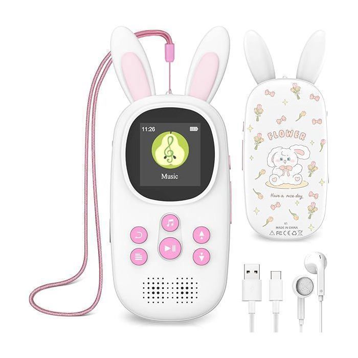 Lecteur MP3 de 32 Go pour Enfants avec Bluetooth lecteurs MP3 et MP4 avec Haut-Parleur Radio FM enregistrements Alarme Label