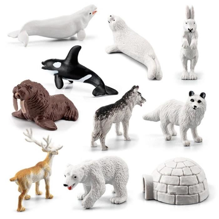 Figurines - VVIKIZY - Animaux du cercle arctique - 10 pièces - PVC non toxique - Pour enfants à partir de 3 ans
