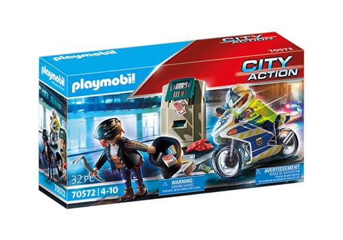 PLAYMOBIL - 70572 - Police Policier avec moto et voleur