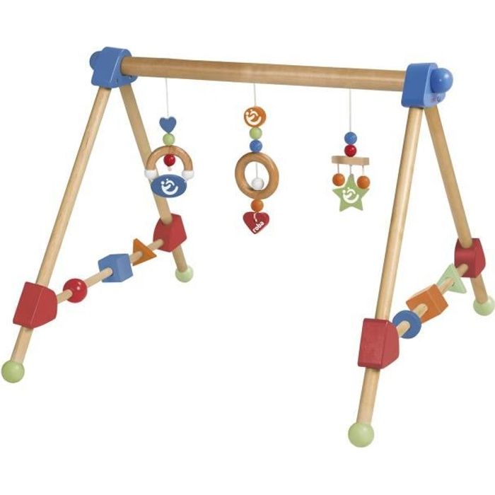 Portique dÉveil en Bois pour Bébé - ROBA - Avec 3 Pendentifs - Multicolore