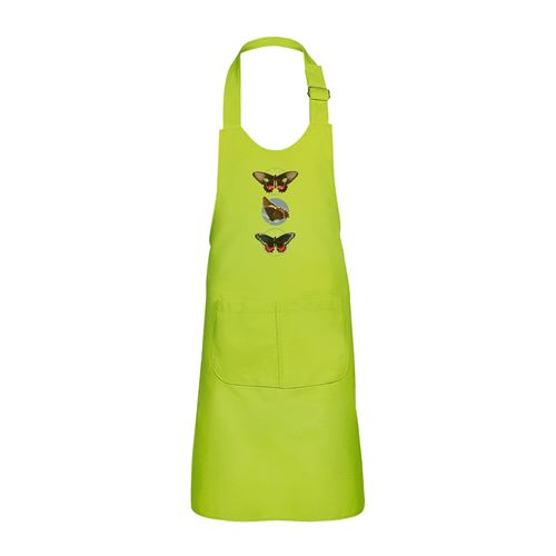 Fabulous Tablier Cuisine Enfant 2 Poches Vert 3 Papillons Style minimaliste - Haut de gamme