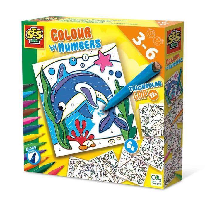 SES CREATIVE- COLORIAGE PAR NUMEROS-CRAYONS FEUTRE 14690 VARIOUS S14