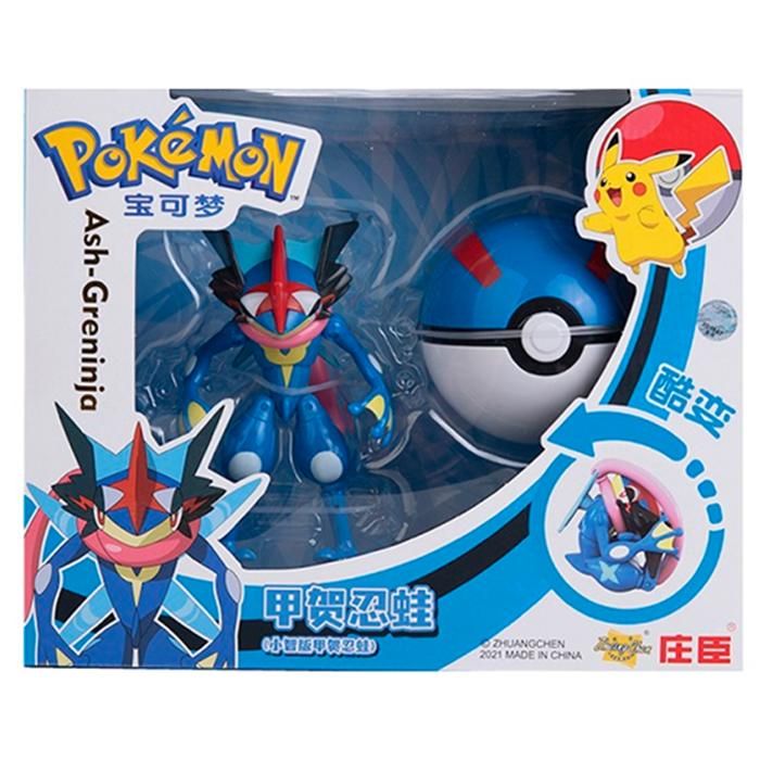 Figurine Pokemon Greninja Amphinobi Pokeball eau ténèbre style bakugan figure manga anime enfants garçon adulte jouet anniversaire