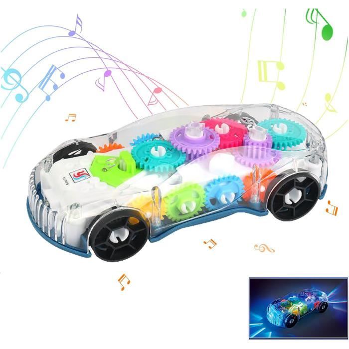 Jouet de voiture mécanique - Concept-car de jouet - Engrenages mobiles - Lumières LED - Musique amusante