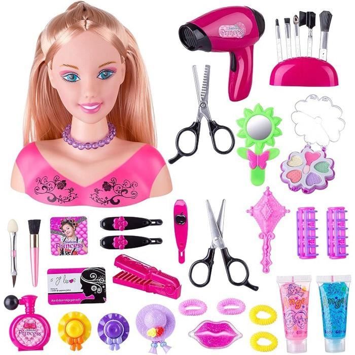 Tête à Coiffer Basic - Jouet de coiffure et de maquillage - 35 Accessoires Cheveux & Maquillage