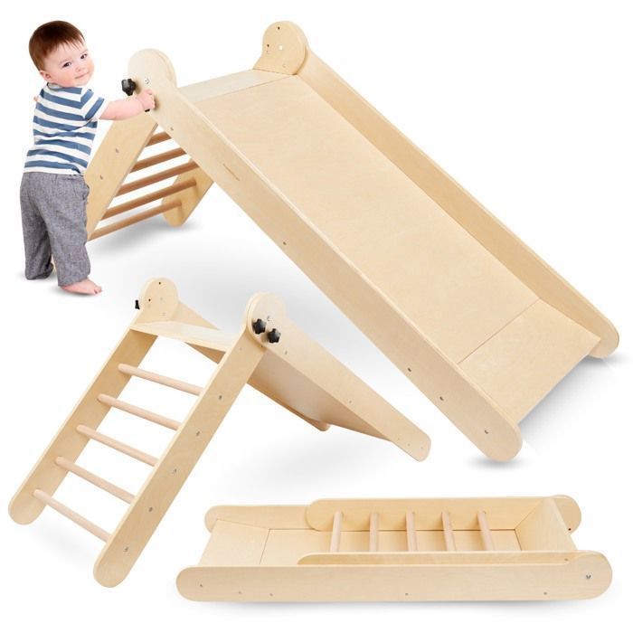 Toboggan Enfant - Mamabrum - Bois Pliable - Échelle Sûre - Aire de Jeux Intérieur - Favorise la motricité