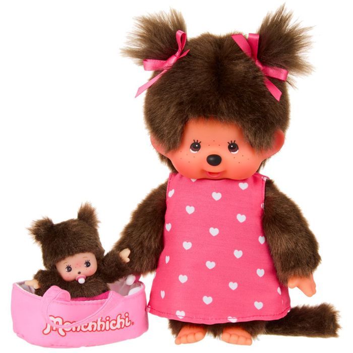 Maman & Bebi avec Sac de transport  20 cm  Poupée Monchhichi Kiki