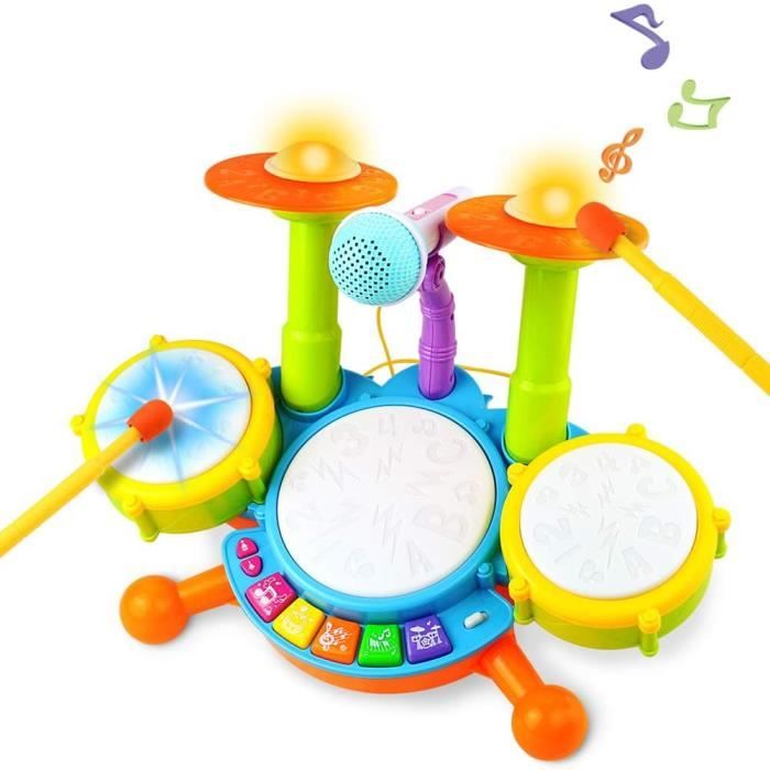 Jouet Bebe 1 ans-Instruments de Musique Enfants Batterie Jeux Bebe 1 2 3 an Idée Noel Cadeau Enfant musique et activités