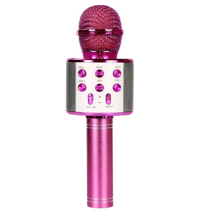 Microphone Sans Fil Karaoké Ankuka Micro Karaoke avec Lumières LED de Danse Microphone Bluetooth pour Enfants Fille Rouge