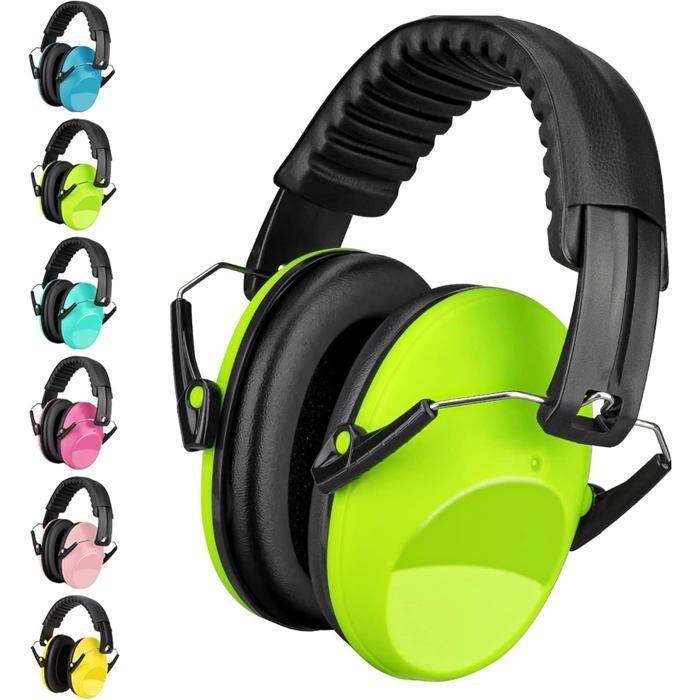 Casque Anti Bruit EnfantSNR 26dB Casque Anti-bruit Enfant Pour 3-16 ans Enfant EtudiantFacilement Réglable PliableVert