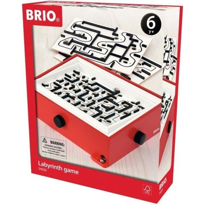 Jeu de Labyrinthe en Bois BRIO - 2 Planches de Jeu - Enfant dès 6 ans