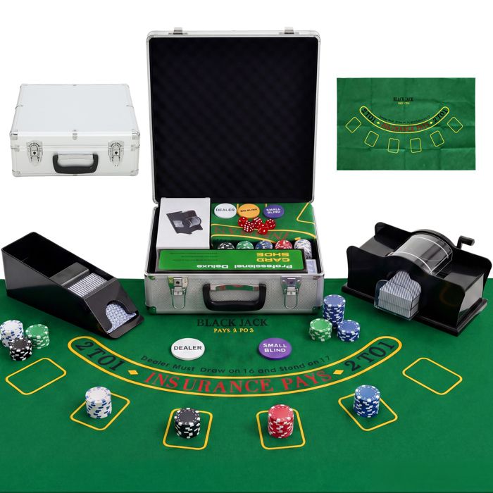 Mallette de poker - SPORTNOW - complet 500 jetons boîtier en ABS cartes à jouer dés dealer tapis clés