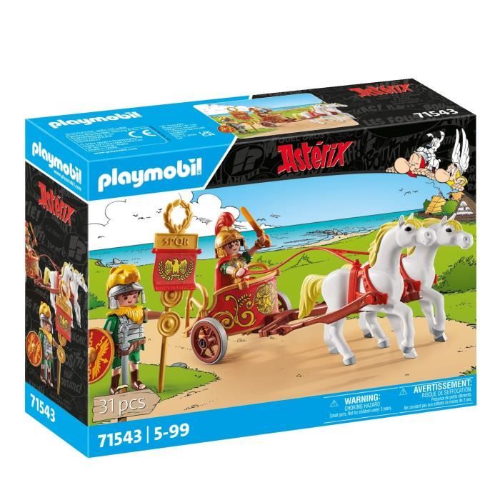 PLAYMOBIL 71543 Char romain et chevaux Astérix Personnage de la BD Avec 2 personnages dont Brutus 31 pièces Dès 5 ans