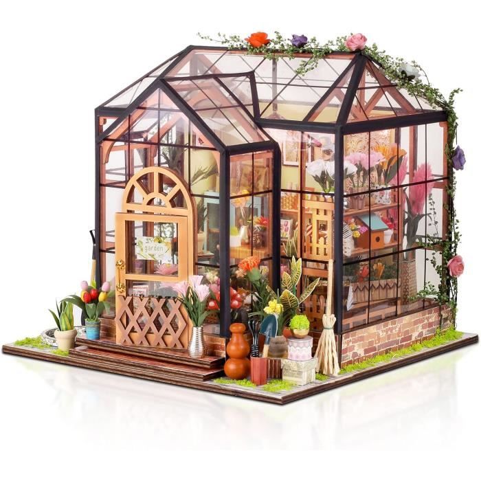 Kit de Maison de Poupées Miniatures DIY en Bois - Fleurie - 14 ans et plus - Mixte - Intérieur
