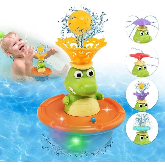 Jouet de Bain - Crocodile - Jeux deau Lumineux - Jouets de Baignoire pour Bébé avec Arroseur à 5 Modes