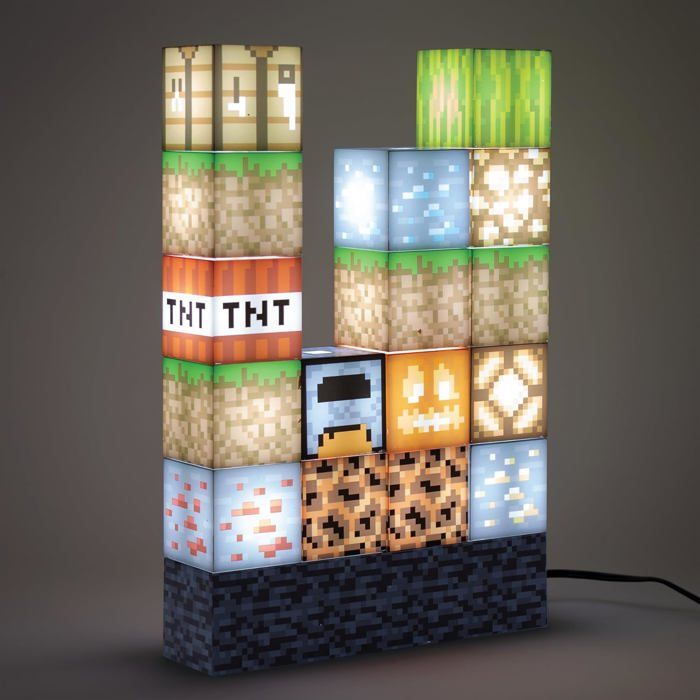 Lampe de construction en blocs 16 blocs lumineux personnalisables - Décoration interactive jouet veilleuse pour enfants