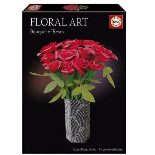 Kit créatif - EDUCA - Floral Art Bouquet de Roses - Création de roses en papier sans colle - Dès 14 ans