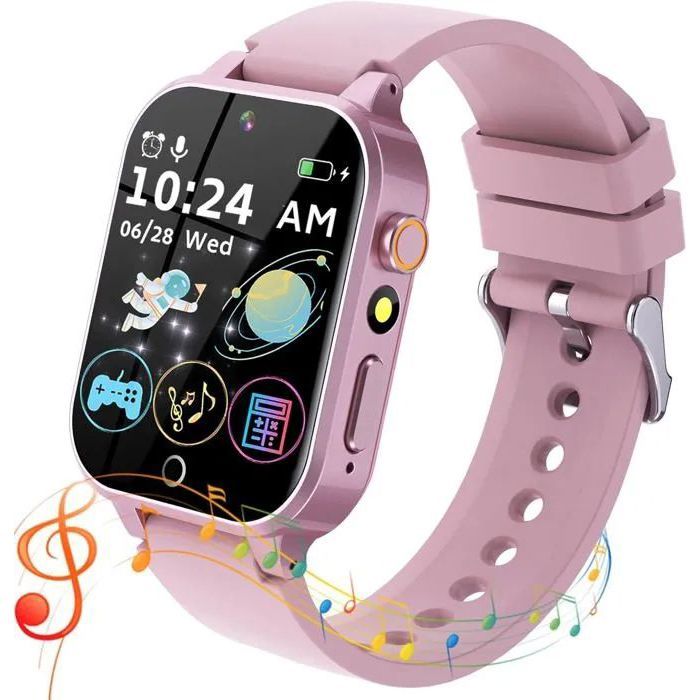 Montre Intelligente Enfants - Écran Tactile HD - 26 Jeux - Cadeau Filles 4-12 Ans