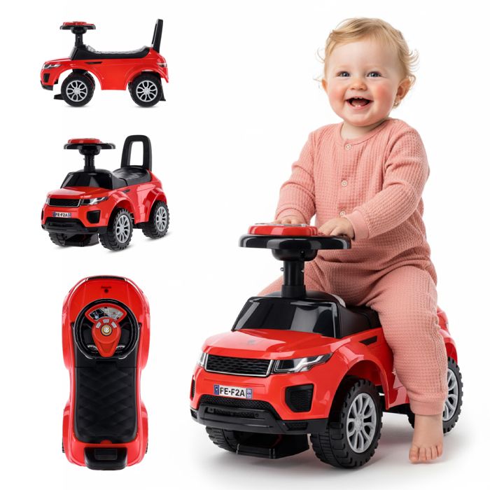 Porteur enfant voiture - 12 à 36 mois - signal sonore - roues en plastique - compartiment de rangement - Rouge