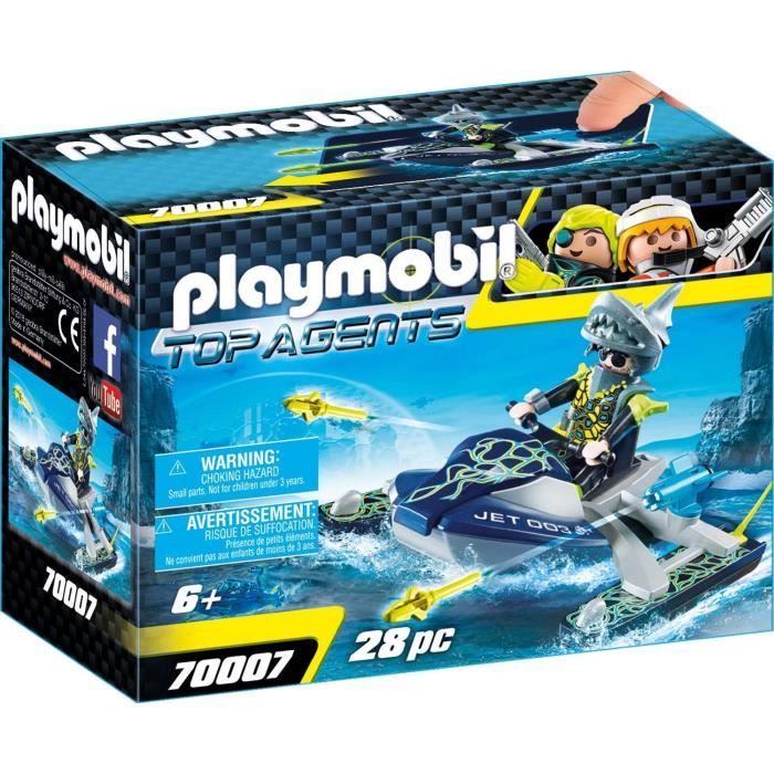 PLAYMOBIL - Top Agents - Scooter marin S.H.A.R.K Team - Flotteur et projectiles - 6 ans et plus