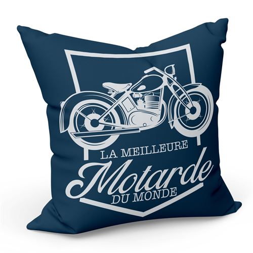 Fabulous Coussin Bleu La Meilleure Motarde du Monde [40x40 cm]