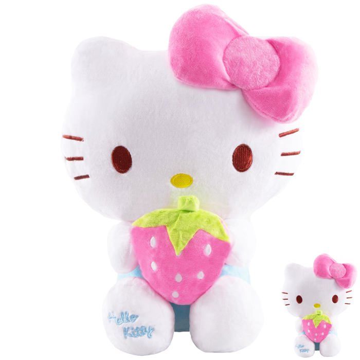 Mignon Peluche chat Hello Kitty en peluche Anime en peluche Jouet mignon Poupée Décoration de chambre denfant Cadeau danniversai1
