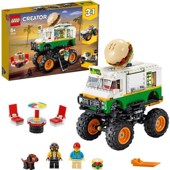 LEGO® Creator 31104 Le Monster Truck à hamburgers Jouet de Construction pour Enfants Tracteur Cadeau Fille et Garçon