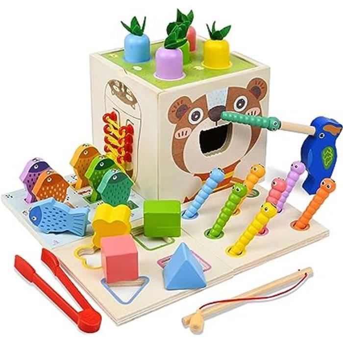 Jouet en Bois Bebe8 en 1 Jeux Montessori 1 an Jouet Educatifs Enfant pour Garçons Filles De 1 2 3 Ans