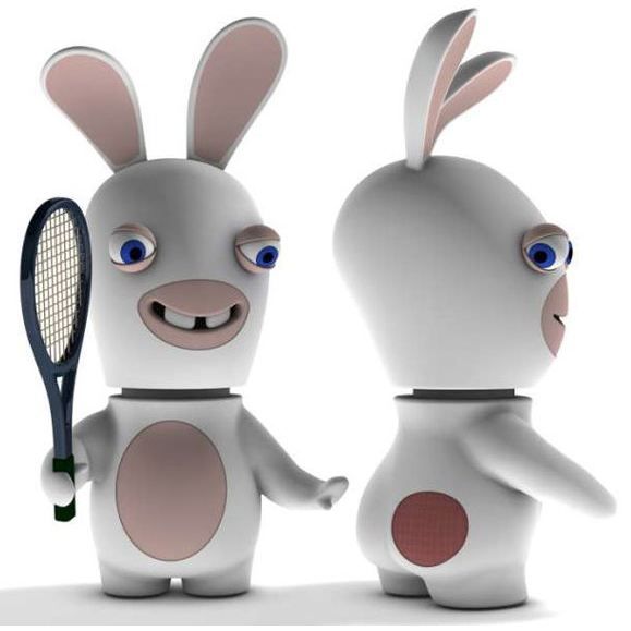 Jouet - LES LAPINS CRETINS - Pack 2 statuettes Bobble Head Tennis - Blanc - UBISOFT - 3 ans et plus
