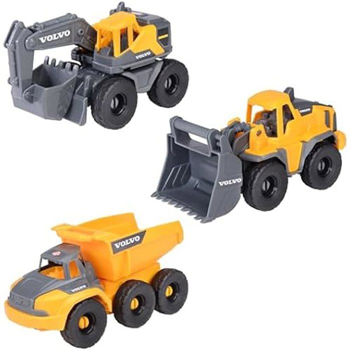 Jouet - DICKIE TOYS - Volvo Set Construction - 3 Véhicules de Chantier - 16cm - Pour Enfants dès 3 Ans