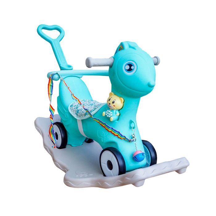 Aga4Kids Cheval à bascule en plastique 2 en 1 DS3803 Bleu
