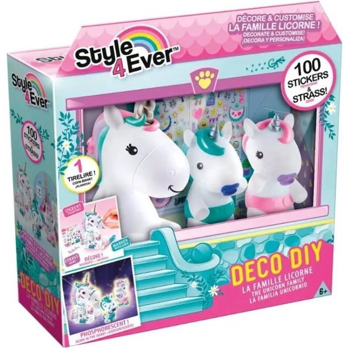 Figurines à décorer La Famille Licorne de Canal Toys - Maman et deux bébés - Style 4 Ever - dès 6 ans