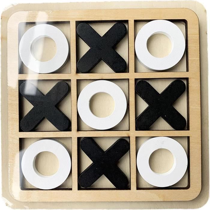 2pcs，Game Toy Jeu De Morpion Et De Croix en Bois Jeu De Société Classique en Bois Puzzle De Stratégie Éducative Jeux