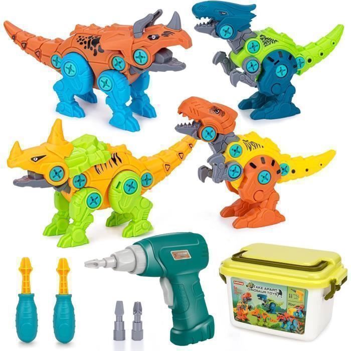 Dinosaure Jouet Démonter Dinosaure Garçon 3 5 6 Ansavec Boîte de Rangement Perceuse ÉlectriqueDIY Construction jouet enfant