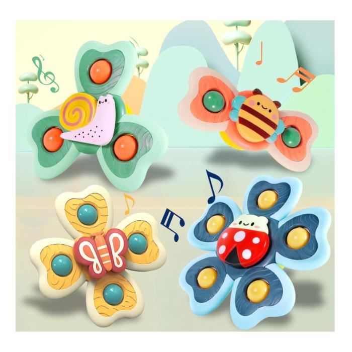 Jouet Ventouse - Non spécifié - Spinner Bebe - 4 Pièces - Multicolore - Plastique