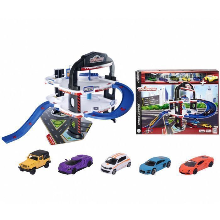 Jouet - MAJORETTE - Garage Urbain - 3 Niveaux - 5 Voitures - Ascenseur Inclus