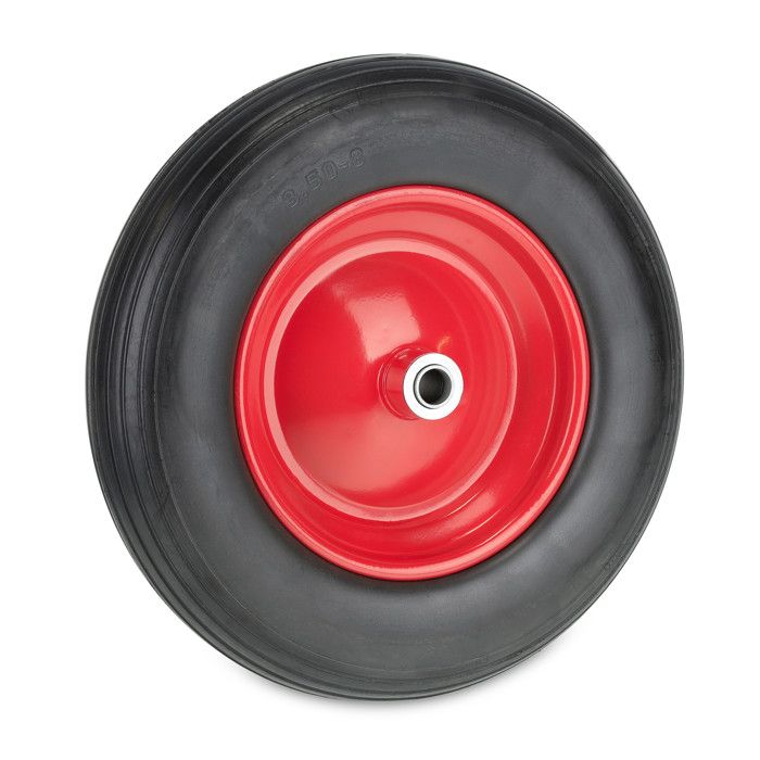 Relaxdays Roue de brouette 3.50-8 pneu en caoutchouc jante acier increvable charge maximale : 100 kg noir et rouge