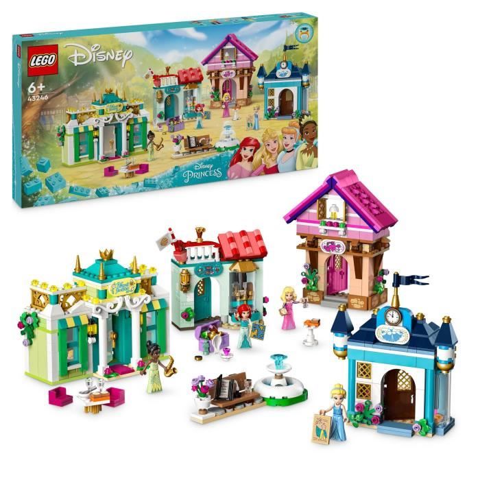 LEGO® 43246 Disney Princess Les Aventures des Princesses Disney au Marché Jouet avec 4 Mini Poupées : Ariel Cendrillon