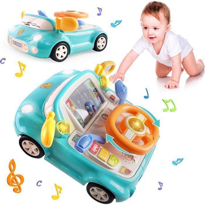 Volant interactif- Jeux dÉveil Montessori-Jouet Bebe - 1 an - Musique - Lumières -Jeu de rôle